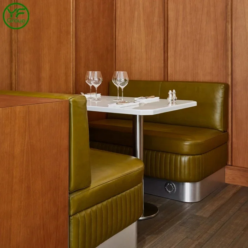 Luxury Corner Restaurant Booth Seating Leather with Stainless Steel Base Booth for Coffee Shop Restaurants