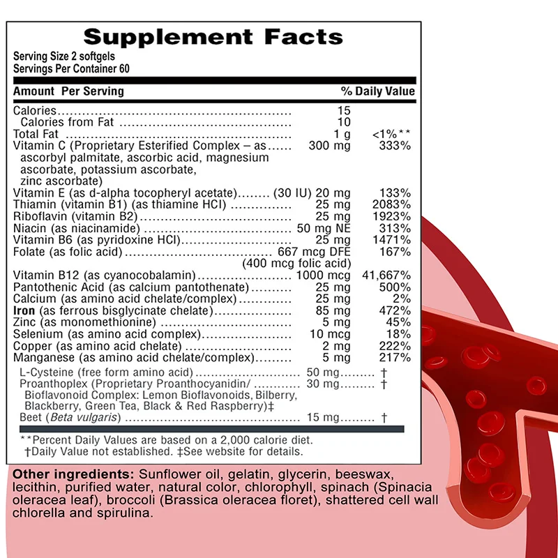 Hema-Plex Iron - with 85 Mg Chelated Iron + Vitamin C & Bioflavonoids - Promotes Red Blood Cell Health, Immune Support