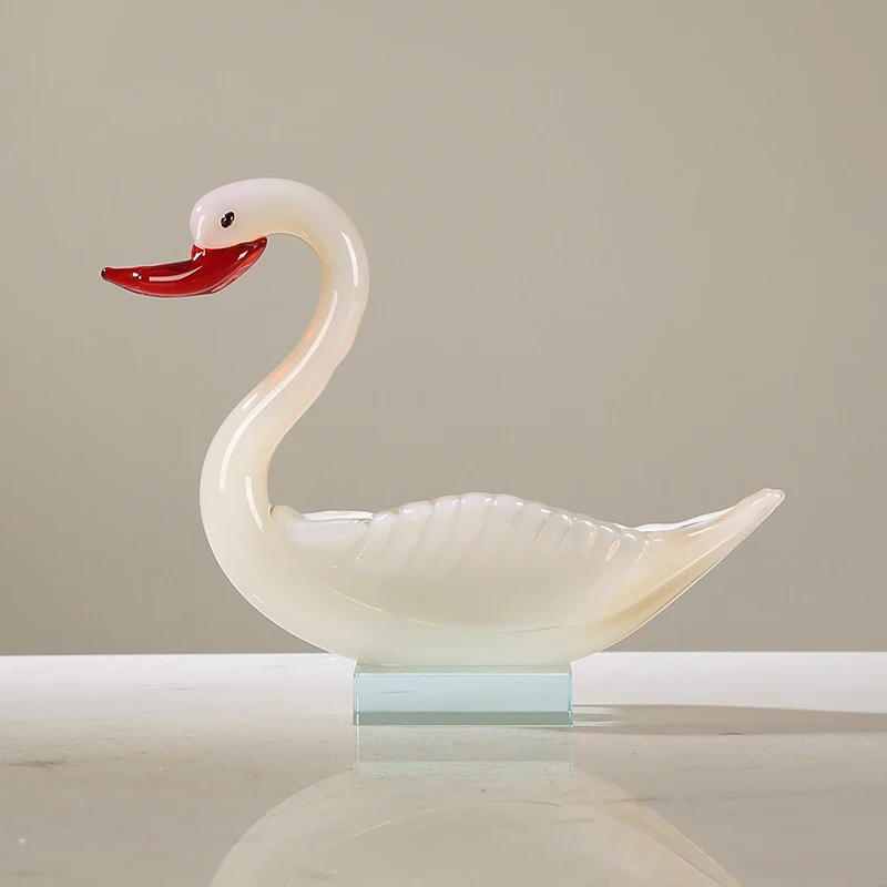 

High-grade Hand-made Glass Swan Decoration Porch Key Storage Candy Tray Home Decoration Nordic Figurines Ashtray