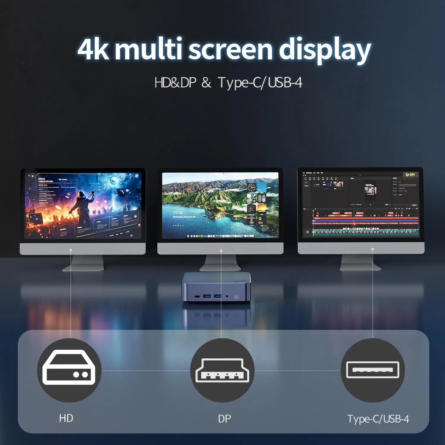 Komputer Mini PC i5-1340P WIFI6 BT5.2 Mini Gaming PC 2.5G LAN USB4.0 32GB DDR5 4800MHz PCIe4.0 SSD Mini Desktop Computer