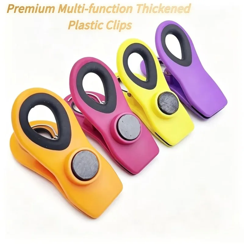 3Pcs Premium Thick Plastic Clips, Multifunctional Sealing Clips for Food Bag Kitchen Storage, Random Color