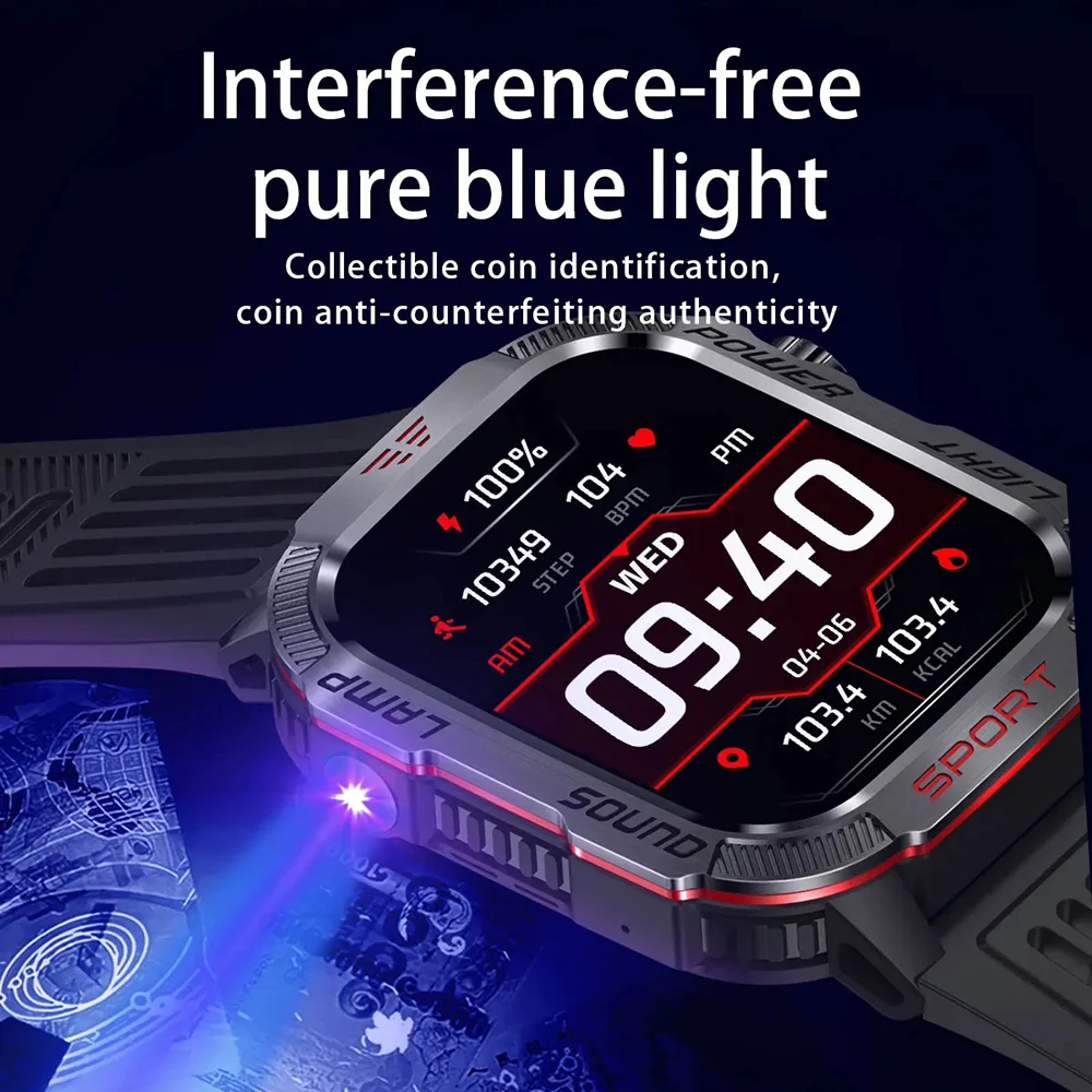 2024 New Outdoor Ai Voice Smart Watch Men's 600 mAh Battery Waterproof Fitness Blood Oxygen Bluetooth Call Smartwatch