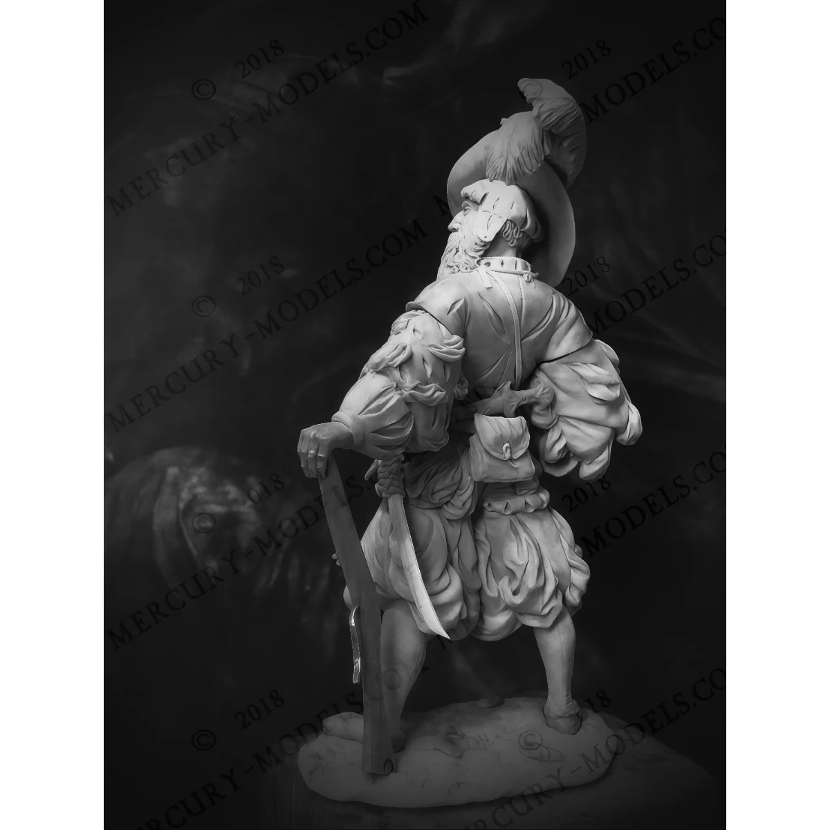 75mm resin unpainted model kit, military theme, featuring a squad of infantry musketeers for assembly and unpainted GK