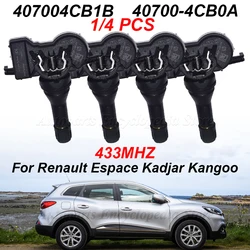 1/4PCS For Renault Espace Kadjar Kangoo Koleos Megange Tire Pressure Sensor 433MHZ Tire Monitor Sensor 407004CB1B 40700-4CB0A
