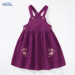 Little maven Autumn Costume viola abbigliamento per bambini abbigliamento per bambini neonate senza maniche Cartoon Princess Dresses Soft Cotton