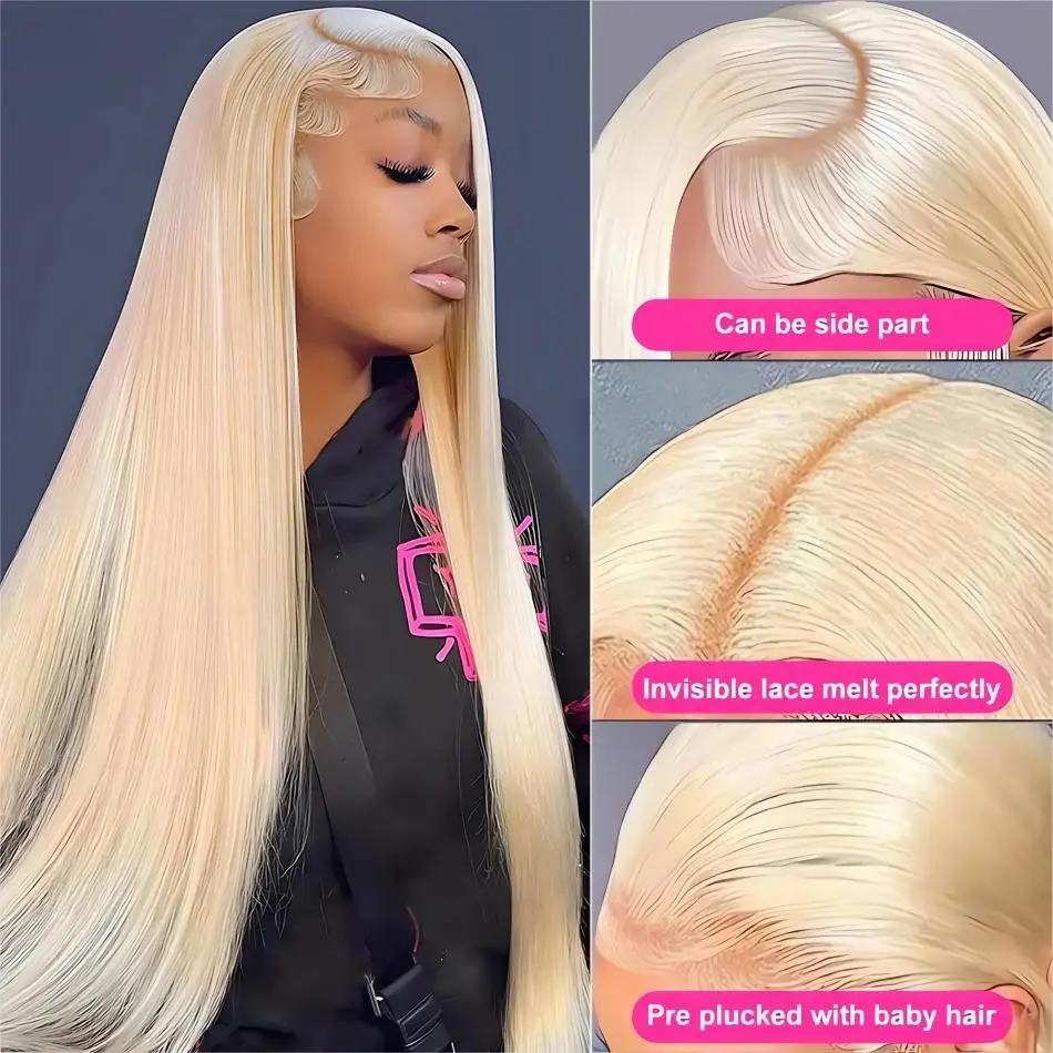 HD Lace Frontal Wig 13x6 Blonde 613 Straight 100% Human Hair Colored 40 Inch Transparent For Women Cheap Wigs On Sale Clearance