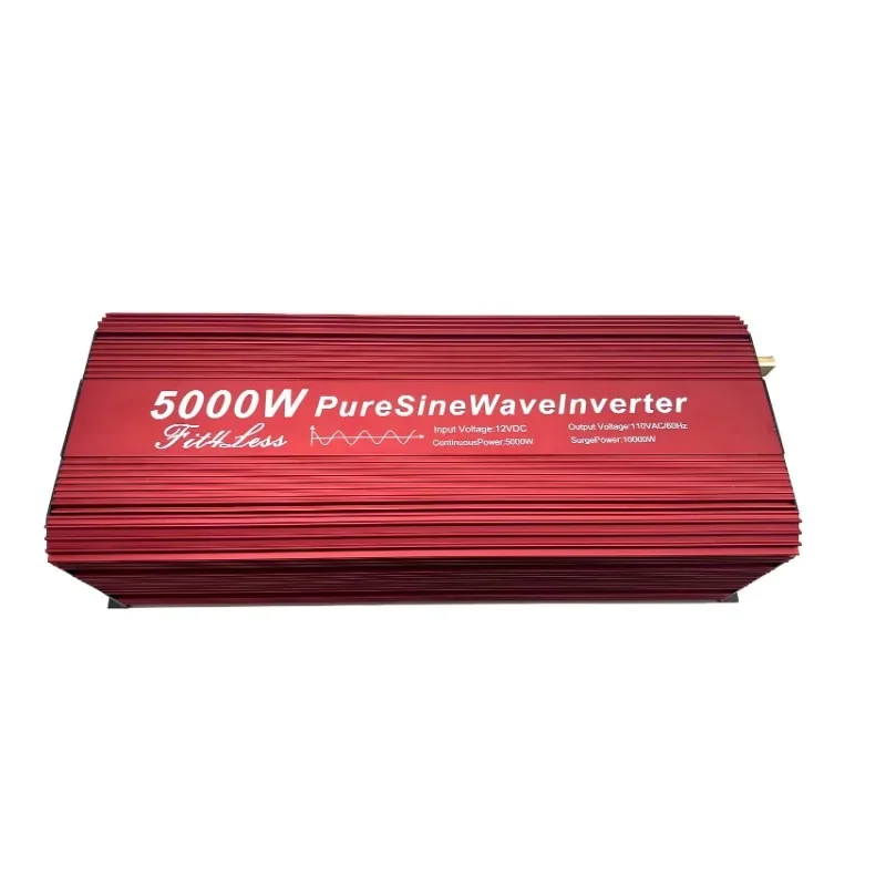 Fit4Less 5000W Pure Sine Wave Inverter, DC 12V 24V 48V Input to AC 110V 220V Output, Built-in USB Port, LCD Remote Display