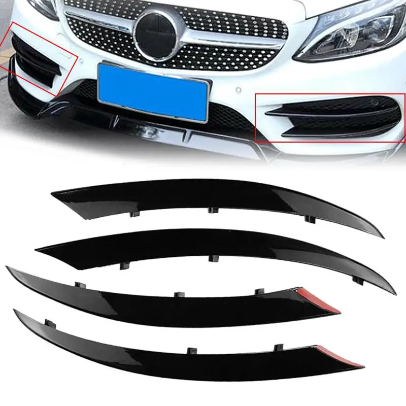

4Pcs Glossy Black Front Air Vent Cover Trim Fit for Mercedes-Benz C Class 2015-2018