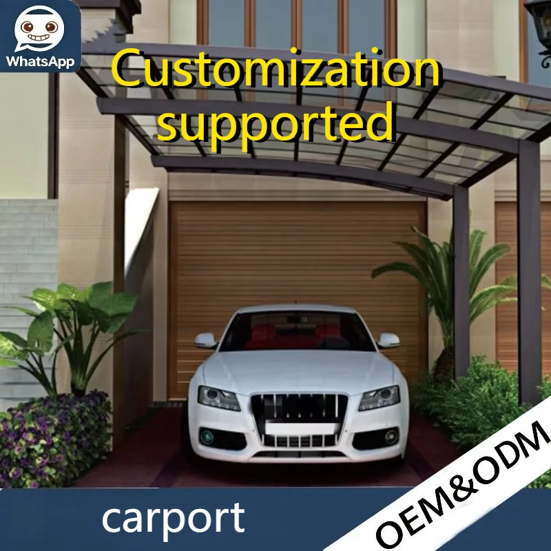 Modern single slope polycarbonate roof awning aluminum frame car parking garage car parking shed
