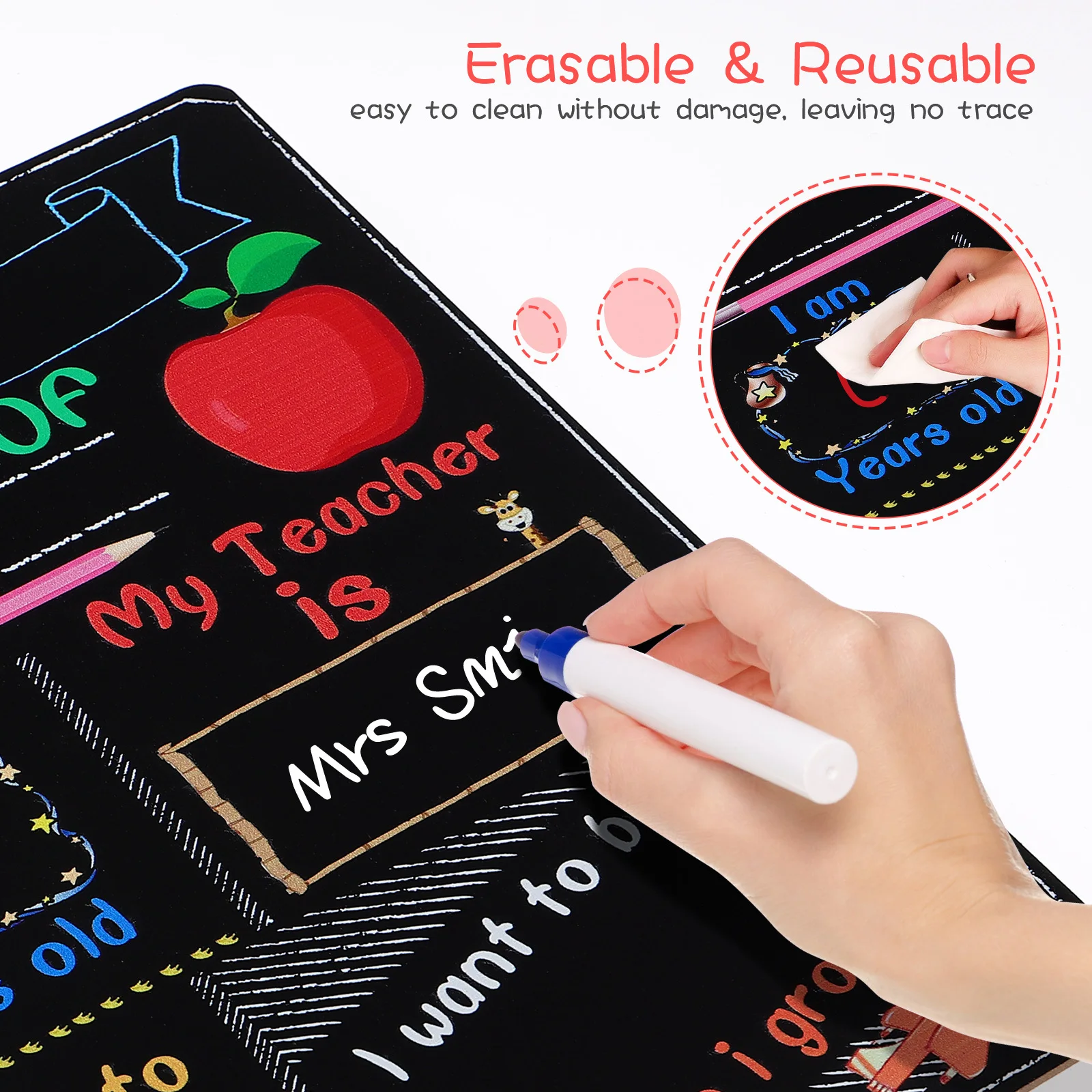 1pcs Double Sided Chalkboard Premium Student Message Board Smooth Edges Back To School Signs Decorative Blackboard For Classroom