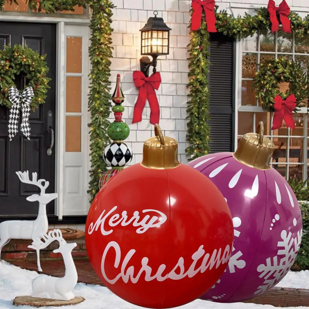 2/3PCS Christmas Inflatable Balloon Outdoor Decoration Ball PVC Tree Decoration Giant Party Atmosphere Toy Ball Craft Ornament