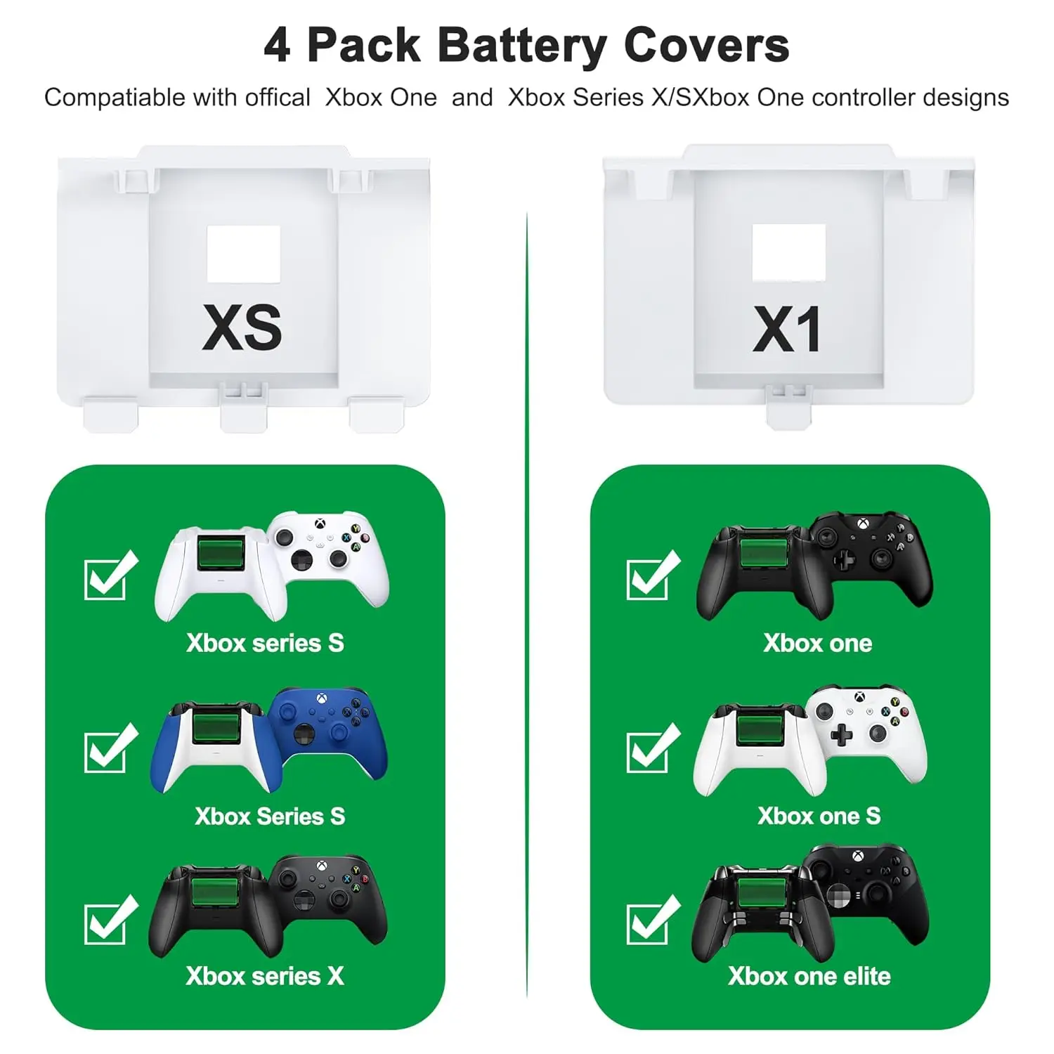 حزمة بطارية Xbox قابلة لإعادة الشحن مع 4 أغطية خلفية كابل شحن 2X4800mWh بطارية تشغيل ومجموعة شاحن لأجهزة Xbox One /Series X/S