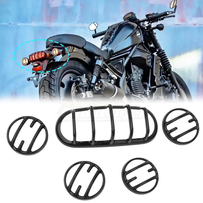 

Black Front Rear Turn Signal Light Protection Indicator Guard Cover Grill ABS For Honda Rebel CMX 300 500 1100 2017-2021