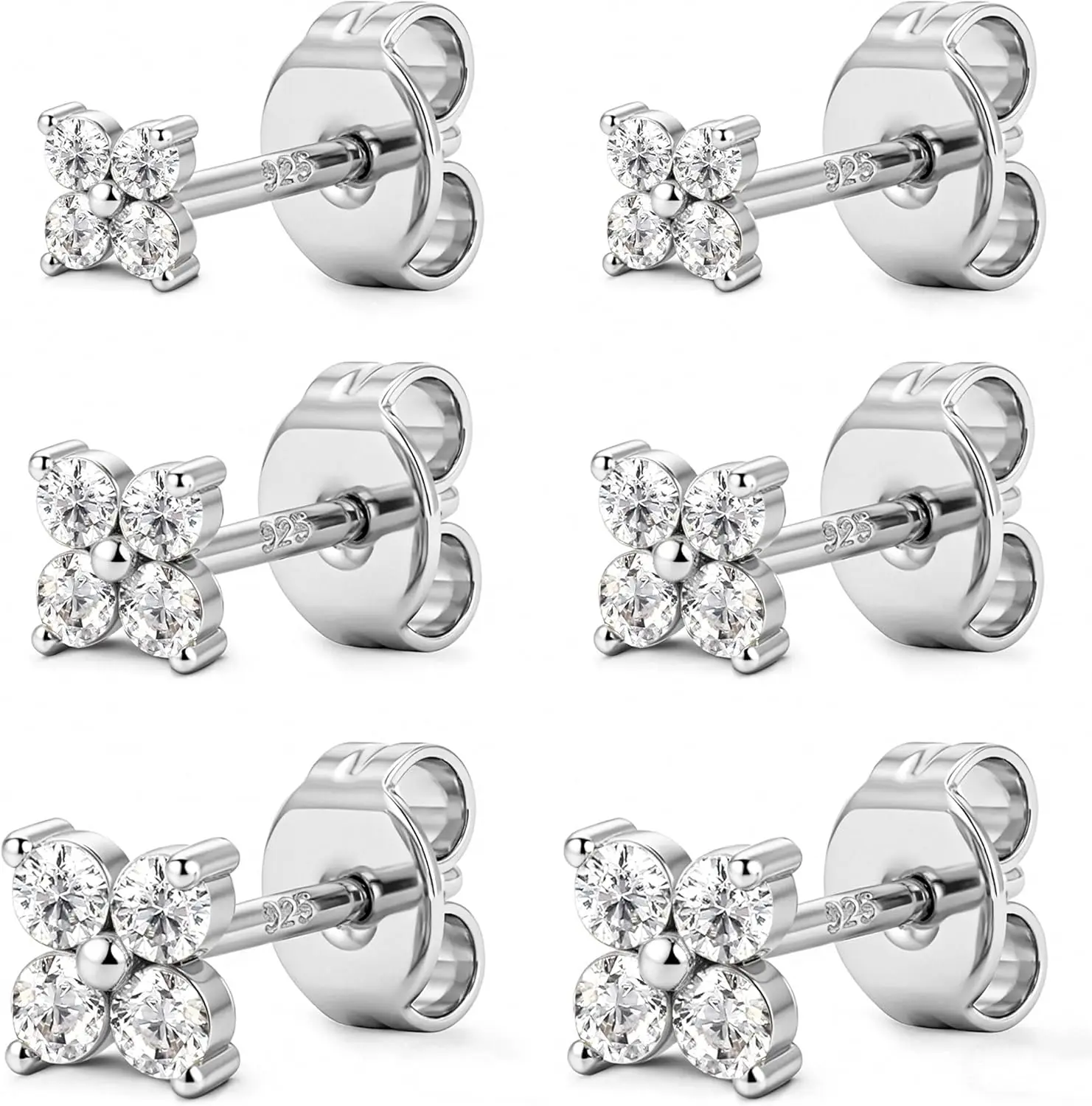 

925 Sterling Silver Stud Earrings for Women 14K Gold Plated Hypoallergenic Earrings Stacks For