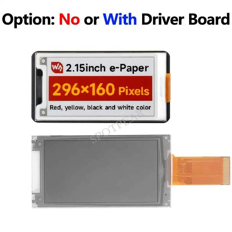 2.15-inch E-Paper Display, Red/Yellow/Black/White, 296By160