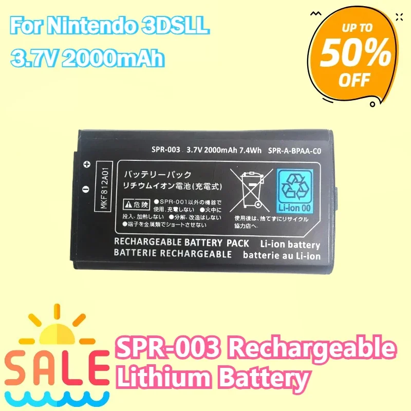 

NEW High Quality 3.7V 2000mAh SPR-003 Rechargeable Lithium Battery for Nintendo 3DSLL 3DSXL 3DSLL NEW 3DSXL Game Console Battery