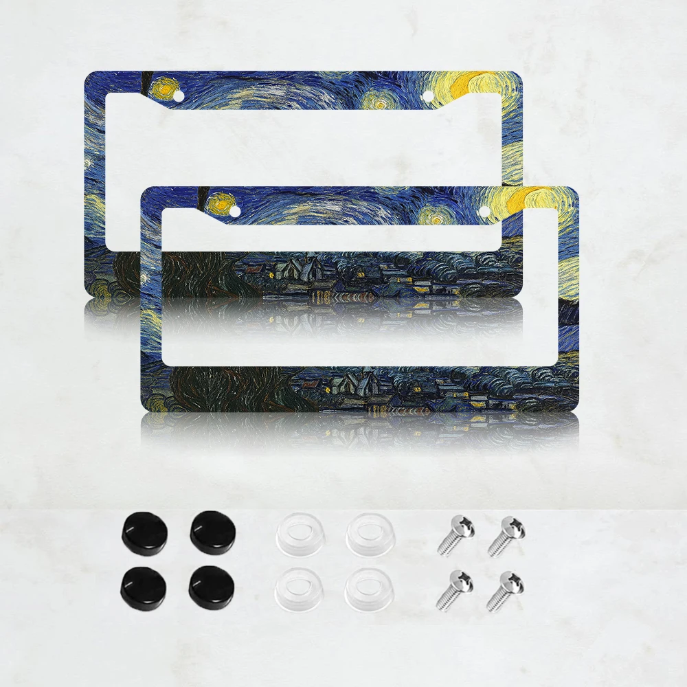 

2 шт. алюминиевые рамки для номерных знаков с дизайном «Звездная ночь» — стандартный размер США 6 x 12 дюймов, декоративные рамки для автомобильных номерных знаков