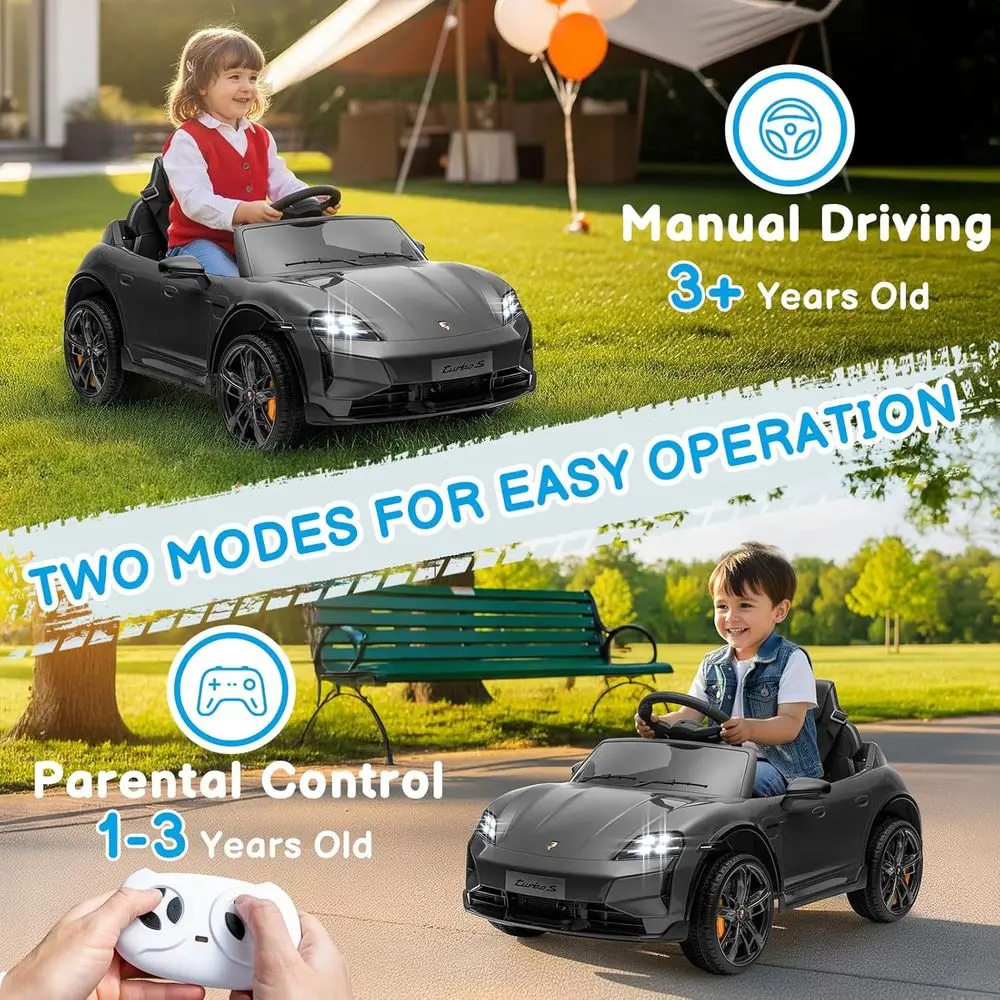 Samochodzik dla dzieci 12V, licencjonowany Porsche Taycan, elektryczny pojazd dla maluchów, pojazd na akumulator z pilotem