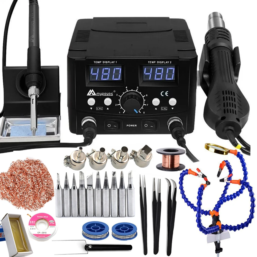 Double Digital Display 2 IN 1 800W Hot Air Gun 8588D ESD Soldering Station LED Digital Desoldering Station Upgrade from 8586