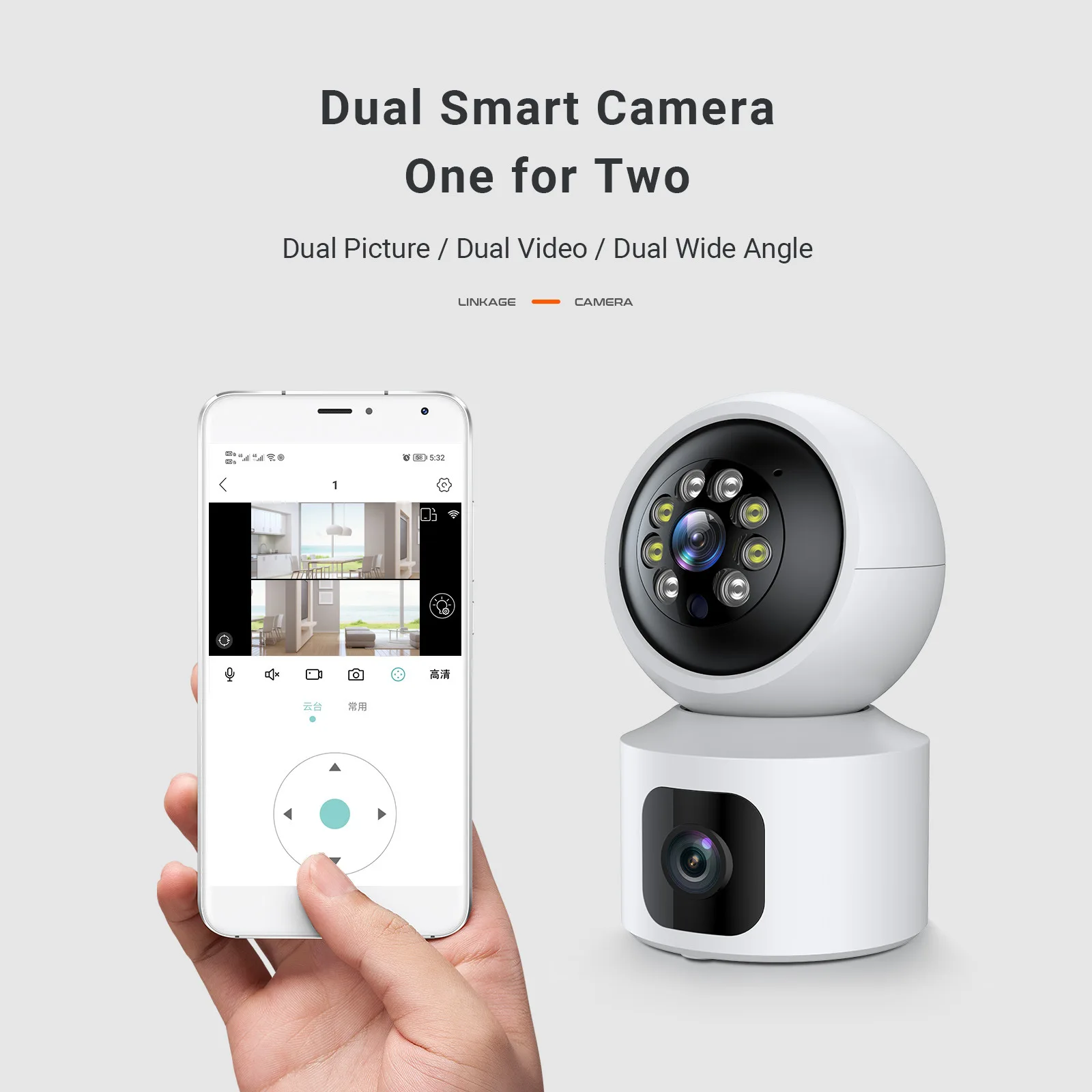 4MP 1080P Cloudbirds APP Dual Lens  Full Color Wireless PTZ IP Dome Camera AI Humanoid Detection Home Security CCTV Baby Monitor