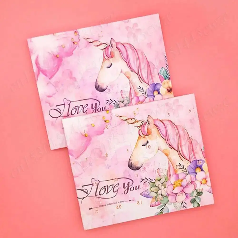 عيد ميلاد سعيد طقم مجوهرات تقويم القدوم هدية صندوق 24 يوما الأزرق يونيكورن سوار ذاتي الصنع قلادة قلادة عيد الميلاد العد التنازلي التقويمات #6