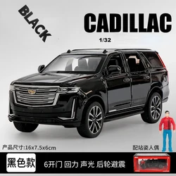 1:32 Cadillac Escalade off-road vehicle Simulation Diecast Metal Alloy Model car Sound Light Pull Back Collection Kids Toy Gifts