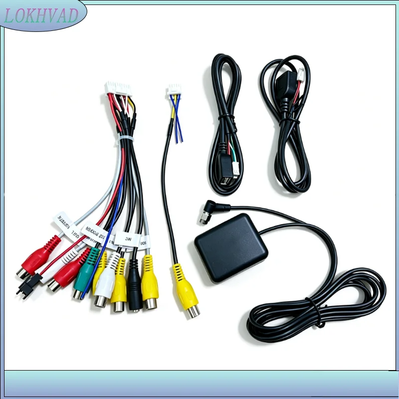 LOKHVAD Car Head Unit Stereo Wire Harness Kit Compatible For Android Solution Interface RCA USB GPS 4G Antenna Audio Video Cable