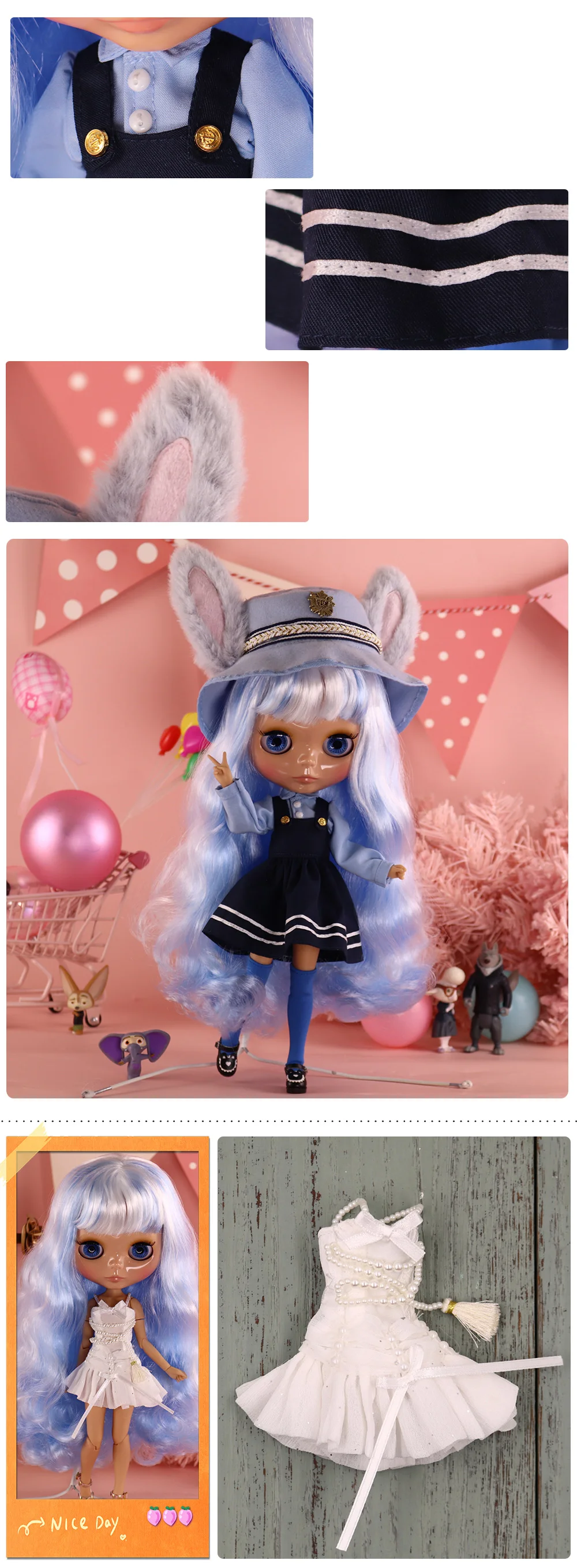 Outfits für ICY DBS Blyth Puppe Bunny Hop Gothic Krankenschwester Kleidung Cosplay Kleid Anzug 1/6 BJD OB24 Anime – Detail 2
