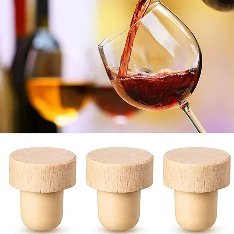 5/2 Pcs Cork Stoppers for Wine Bottles T Shaped Stopper Bottle Stoppers Reusable Wooden Wine Bottle Stopper Wine Cork