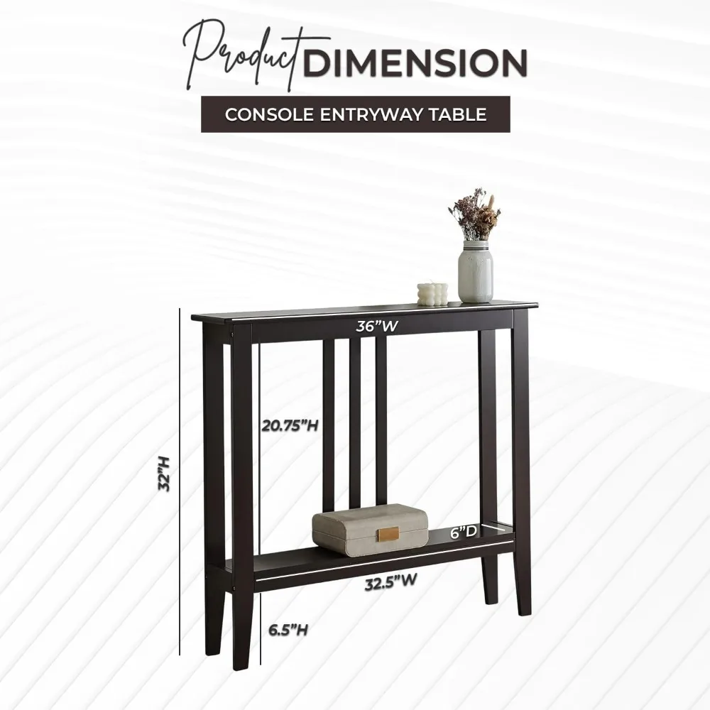 Kings Brand Furniture Narrow Console Table with Storage Espresso Wood Entryway Sofa Table for Living Room Foyer