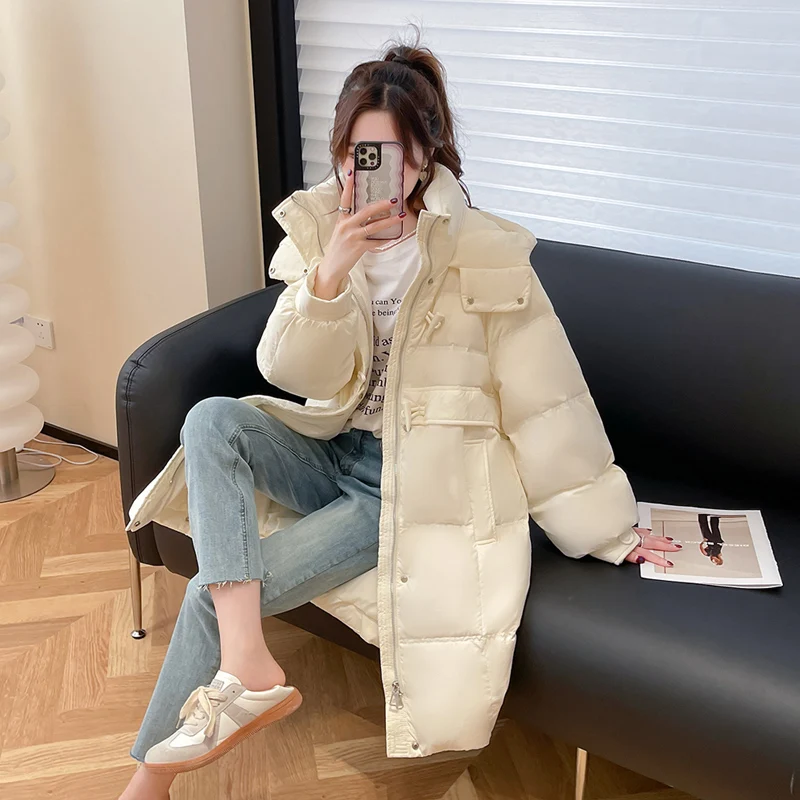 Winter New Women\'s Down Coat Fashion Loose Hooded FemaleParkas White Duck Down Thickened Warm Parka