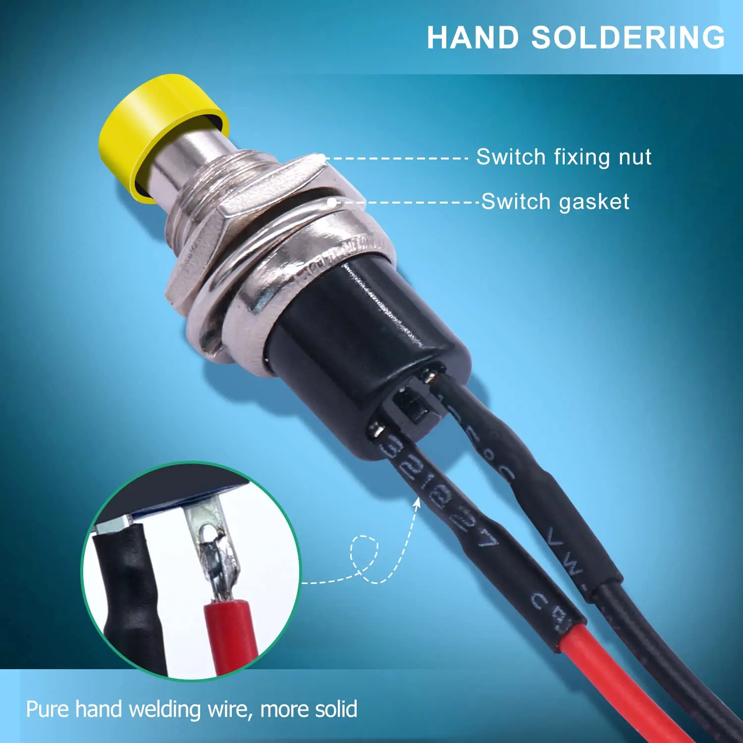 6Pcs 1A 250V AC 2 Pins SPST 6 Colors Normal Open Mini Momentary Push Button Switch with Pre-soldered Wires