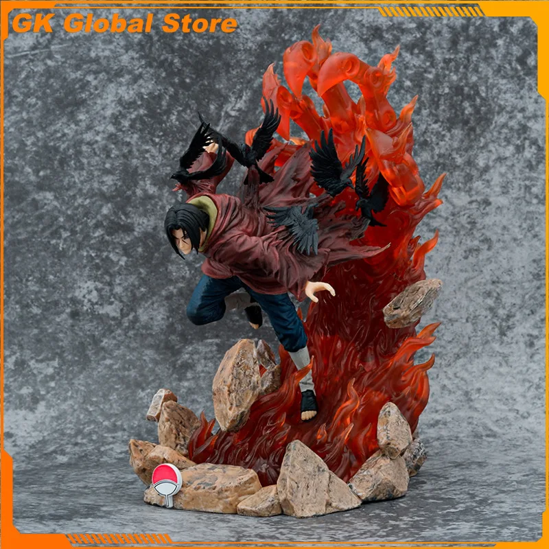 

28cm NARUTO Anime Figures Throne Uchiha Itachi Turn Around Crow Scenes Action Figure Collect Ornaments PVC Model Doll Gift Toys