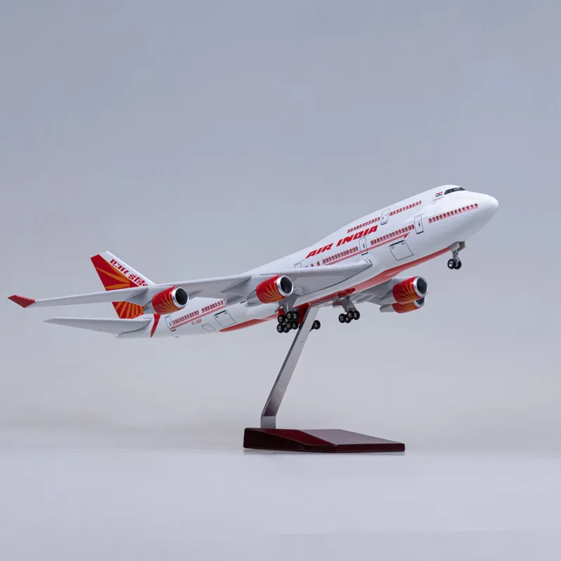 

47CM 1:160 Scale Diecast Model India Airlines Boeing 747 Resin Airplane Airbus With Light And Wheels Toy Collection Display Gift