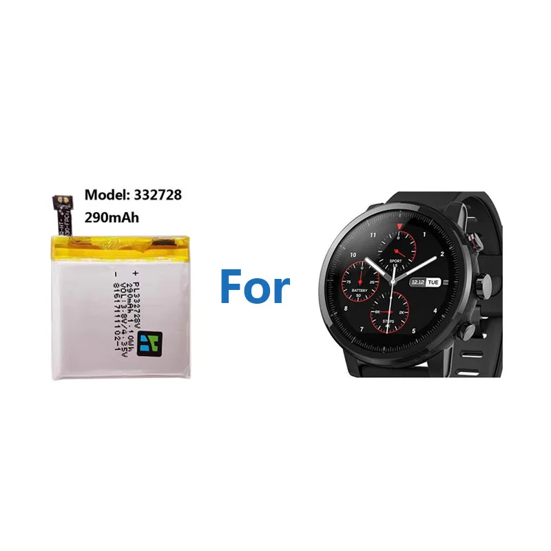 Original 290mAh PL332728V Battery For Huami Amazfit Stratos Gen 2 2S  A1609 A1619 Smart Watch Batterie Accumulator AKKU