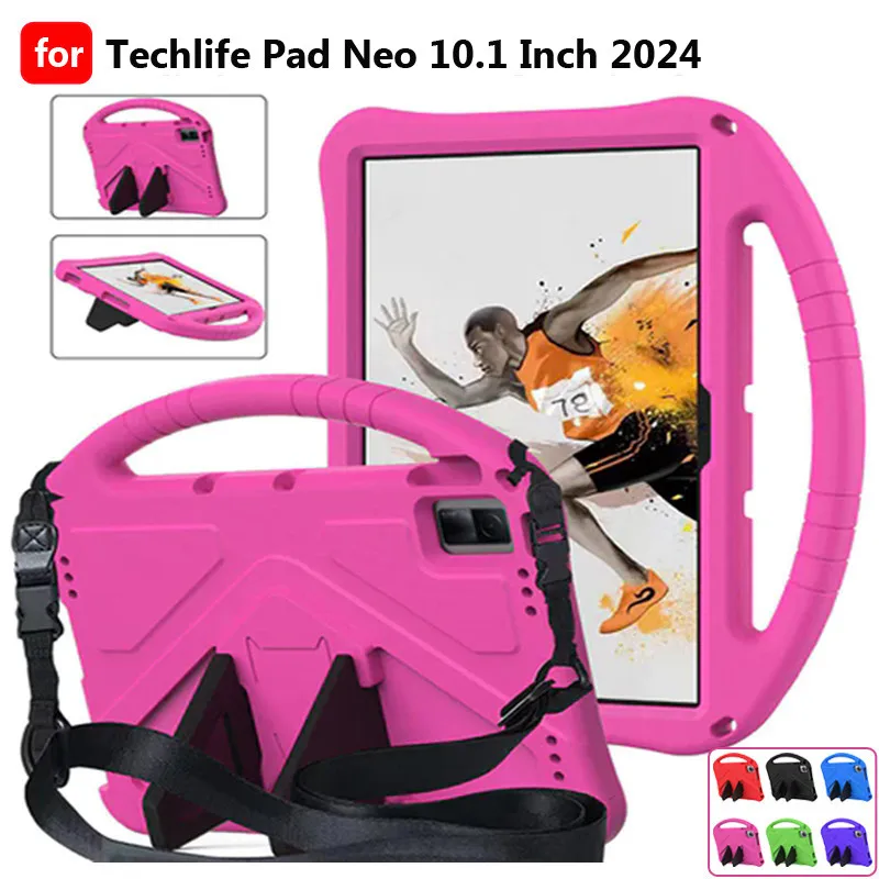 For TechLife Pad Neo 10.1 Inch 2024 Tablet Case Handle EVA Shockproof Stand Case Cover Full Body Protective Case