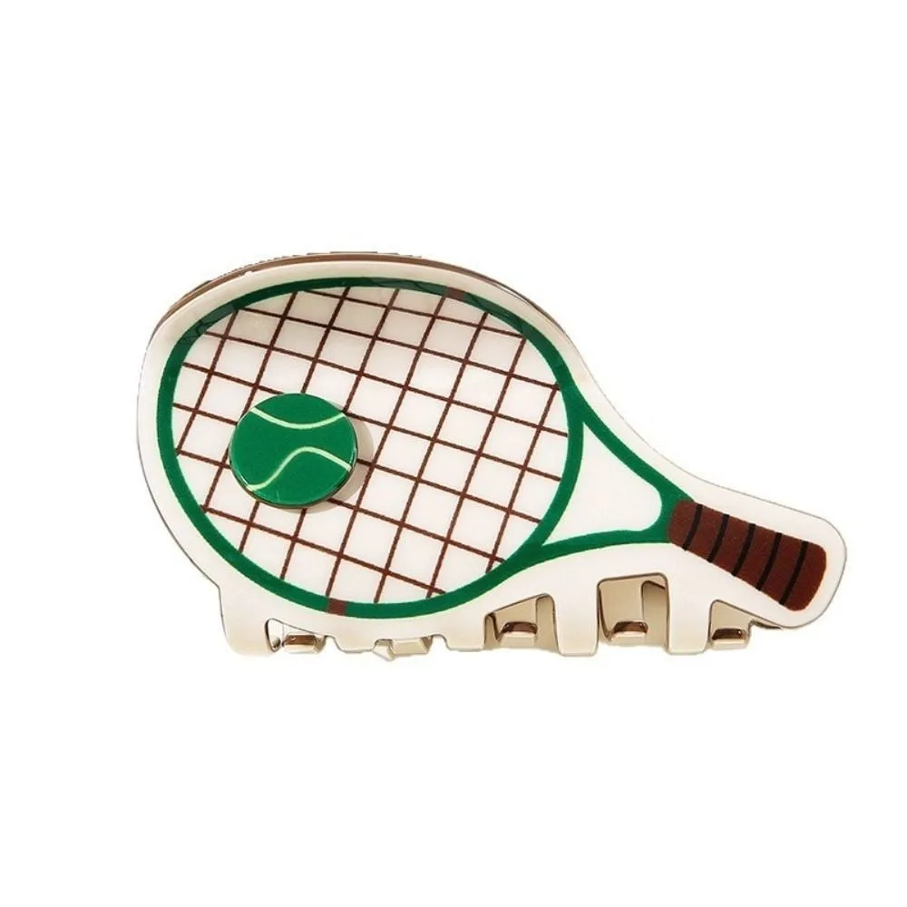 

Cute Creative Tennis Shark Hair Clip Tennis Racket Shape Non Slip Hair Clamps Sports PVC Hair Accessory for Women Girls