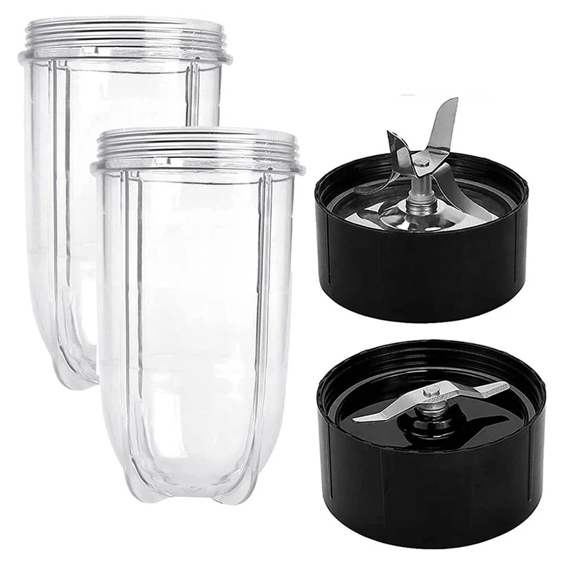 16 Oz Blender Cups2 & Cross Blade&Flat Blade Assembly-For 250 W Magic&Bullet Mb1001mb 1001B Mbr-1701 Smoothie Blender