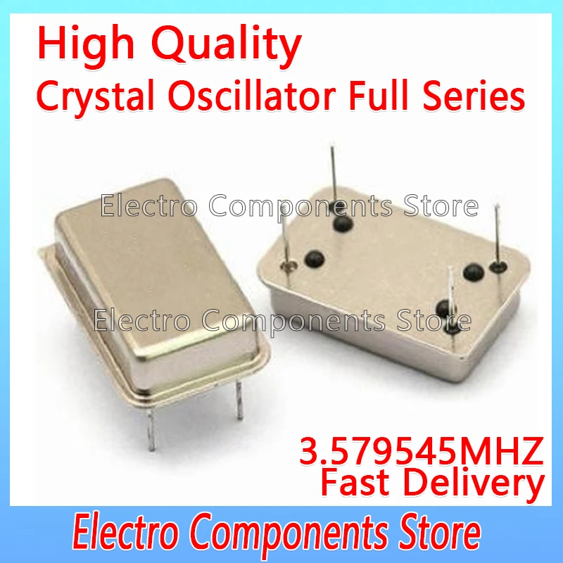 2PCS 3.579545MHz Crystal Oscillator Throught Hole Active Crystal 3.579545M OSC DIP-4 Rectangular Clock Vibration Full Size 4Pin