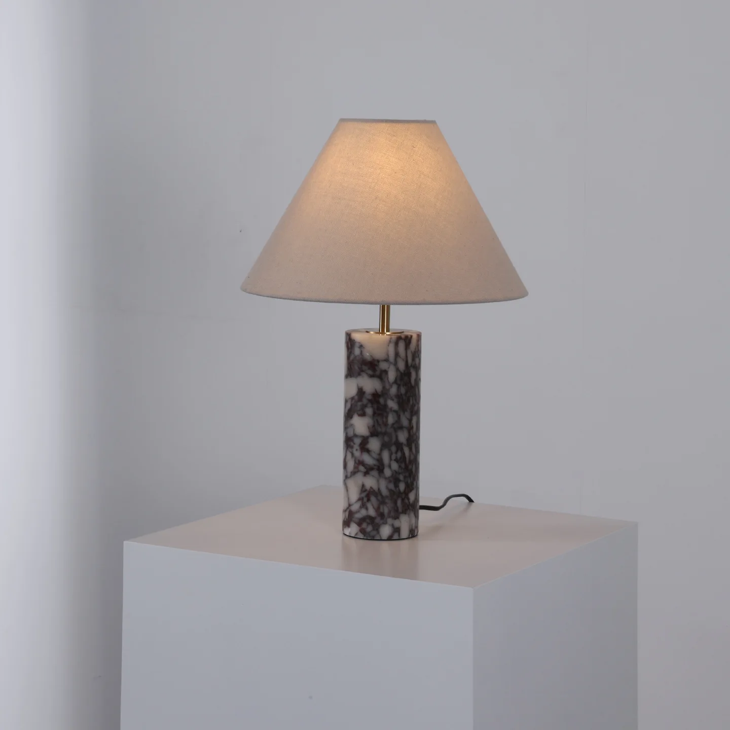Modern Minimalist Natural Marble LED Table Lamp Dimmable Night Light Atmosphere Lamp for Bedroom Living Room Study
