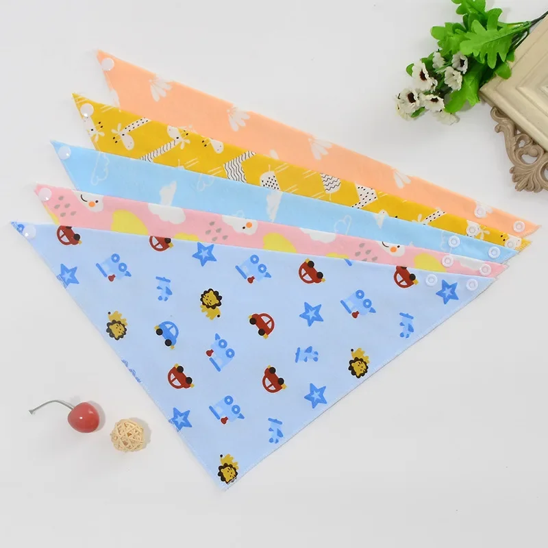 2pcs Baby Bibs Waterproof Triangle Cotton Cartoon Child Baberos Bandana Bibs Dribble Bibs Newborn Slabber Absorbent Cloth