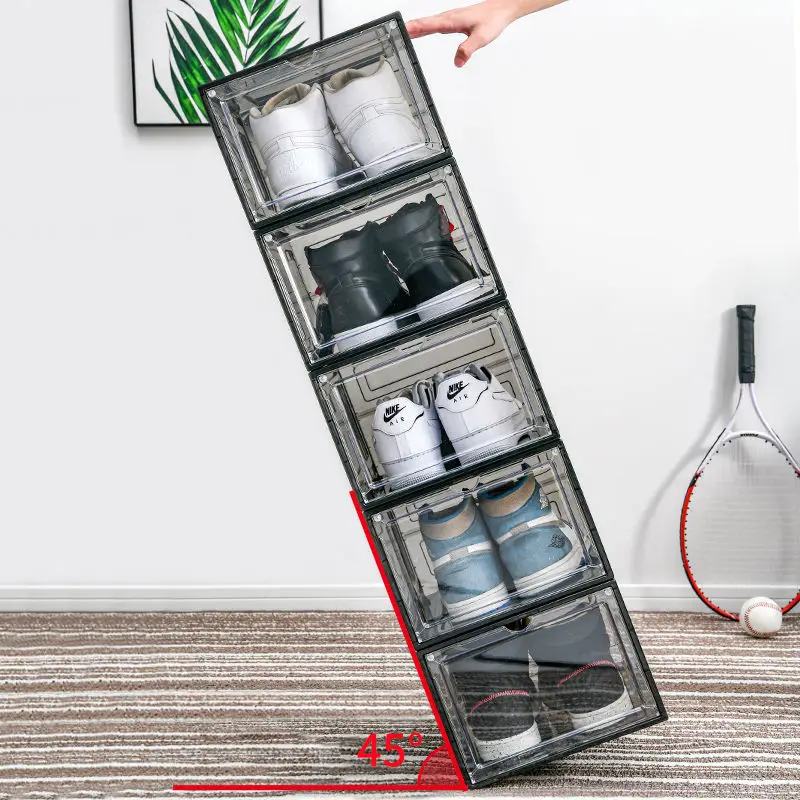 

Plastic Shoes Case Box Transparent slippers sneakers storage shoes box Home Closet Organizer Case Dustproof Shelf Stack Shoesbox