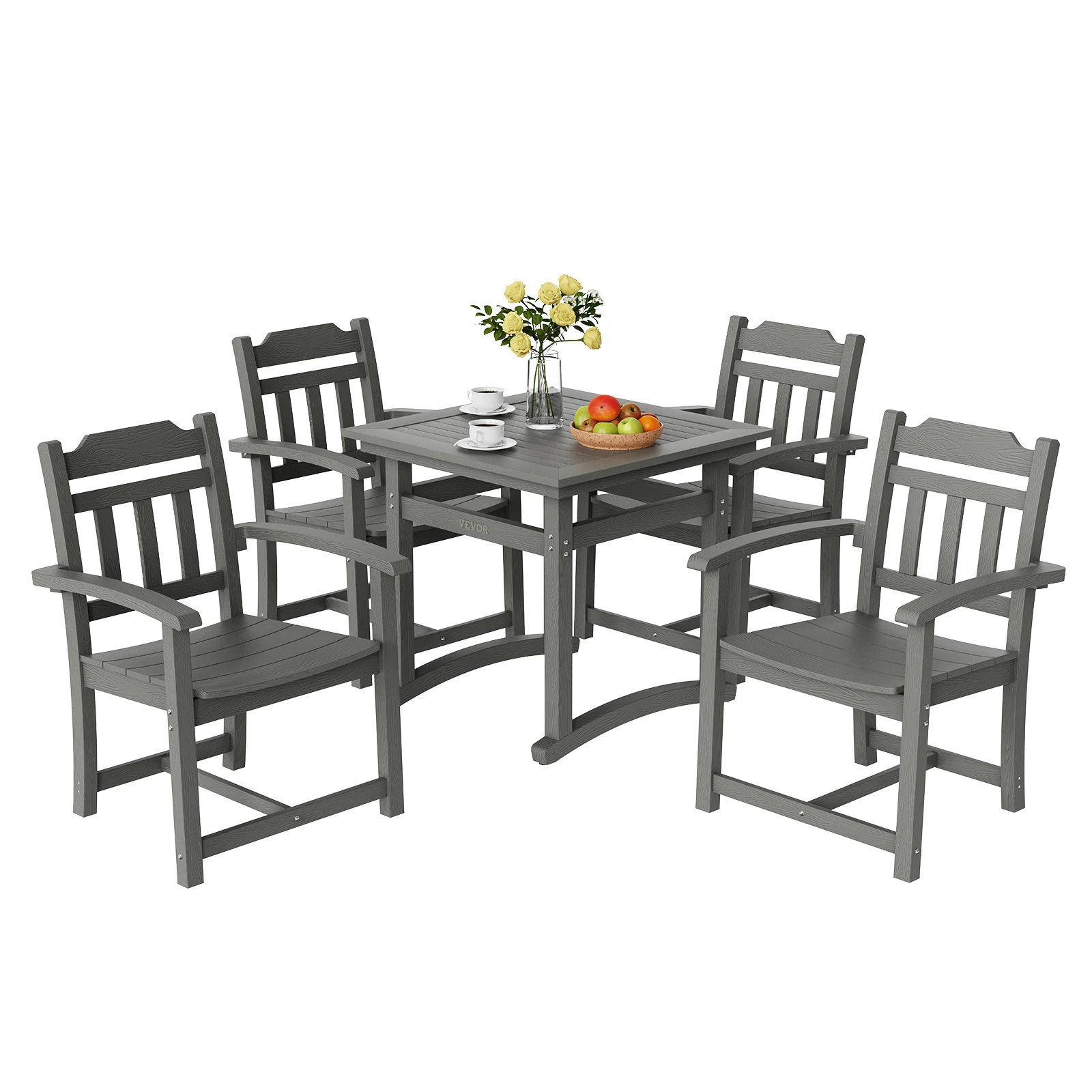 VEVOR 5 Pcs Patio Dining Set Outdoor Square Furniture Table Chairs Garden Furniture Table Sets For Lawn Deck Backyard Poolside