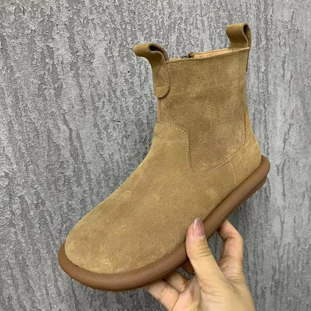 Fashion Women Boots Winter Leather Plush Casual Women Shoes Warm Fur Ankel Boots Plus Size Snow Boots Antislip Female Boots