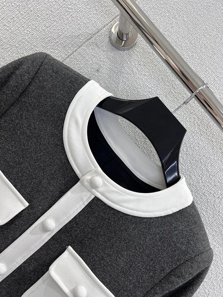 SVORYXIU 2025 الخريف نمط غير رسمي المرقعة جاكيتات معطف المرأة موضة س الرقبة الذاتي زراعة معطف سترة دافئة #2