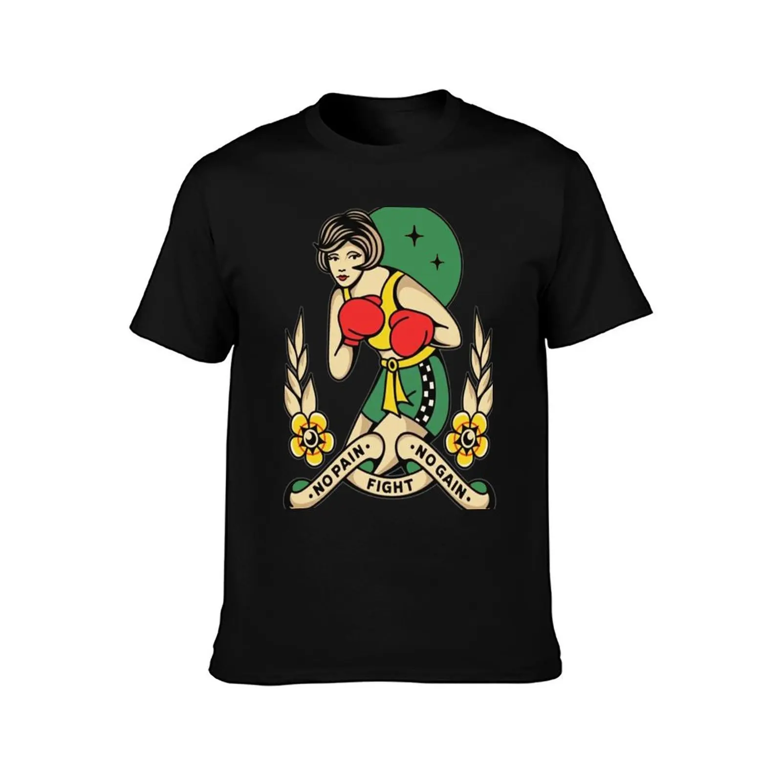 Traditional Beautiful Fearless Boxer Tattoo T-Shirt Modern Print Casual T-Shirt