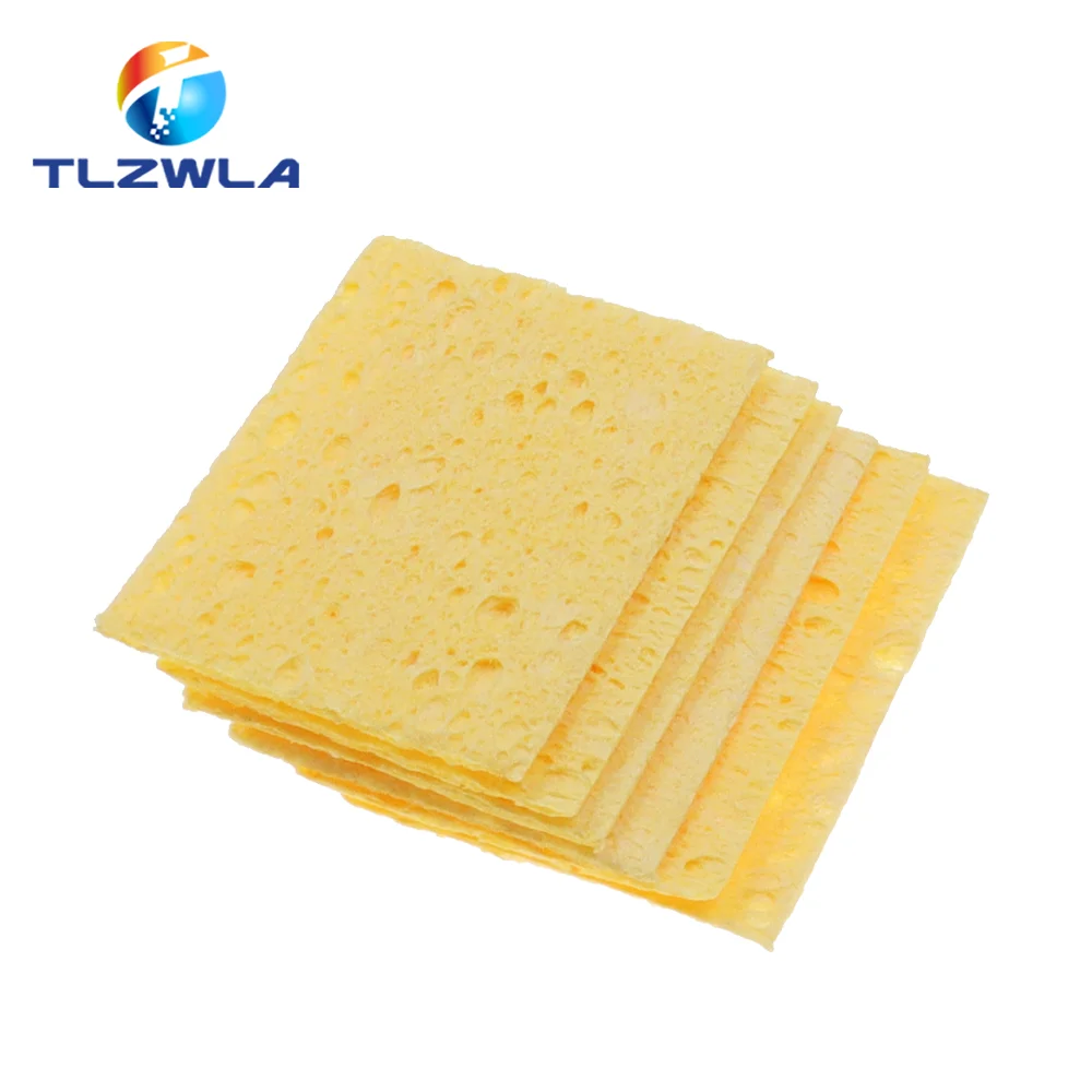 10PC 35MMX50MM Cleaning Sponge Cleaner YellowHigh Temperature Enduring Cleaner Sponge For Electric Welding Soldering Iron Tip