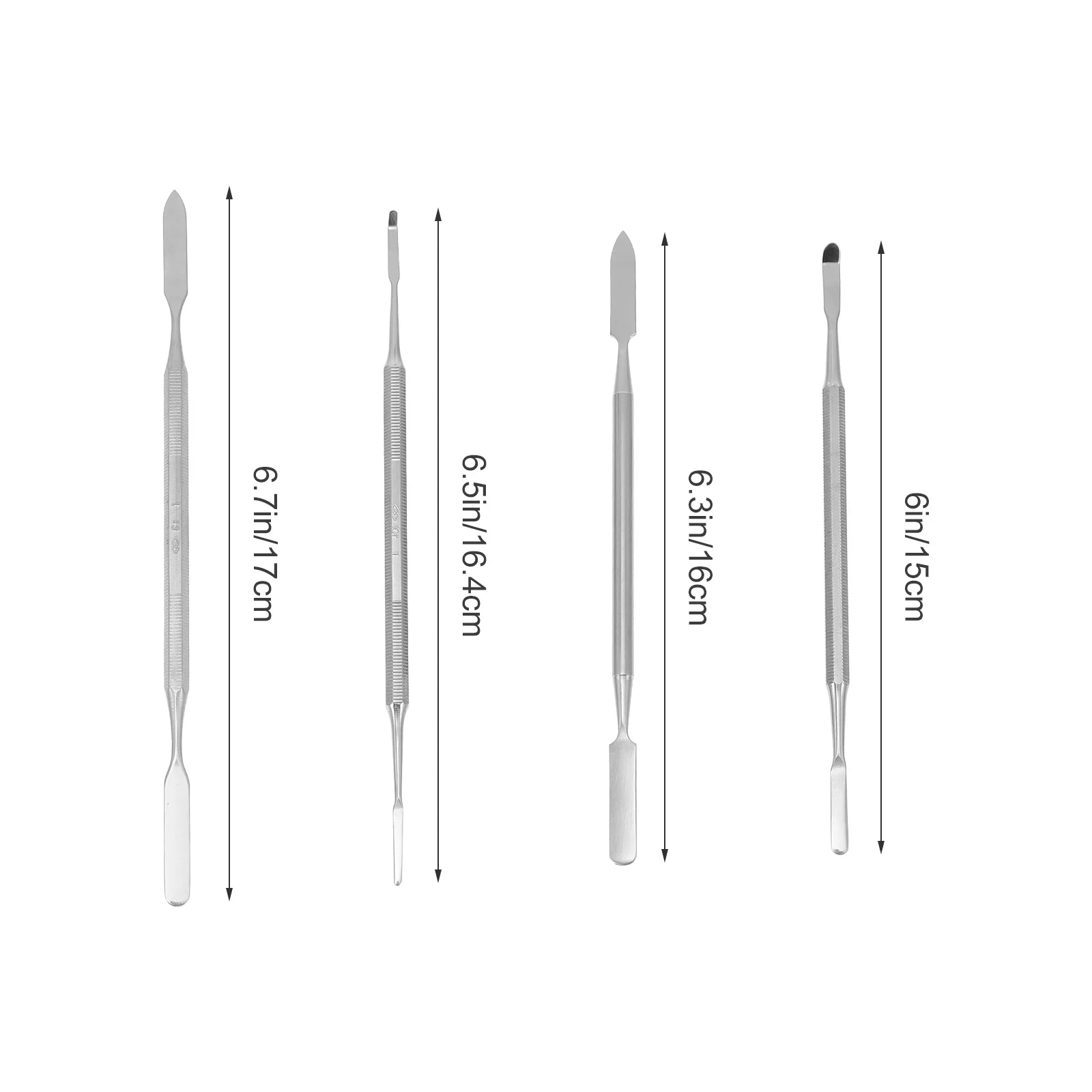 Hastes de mistura de aço inoxidável, 4 unidades, 4 pacotes, ferramentas de agitação de ponta dupla para maquiagem, arte de unha, conjunto de espátula de manicure