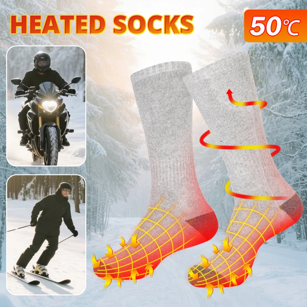 

New Autumn Winter Warm Socks For Men And Women Winter Skiing Motorcycle Riding Foot Warmth Hiking With Battery Box Warm Socks