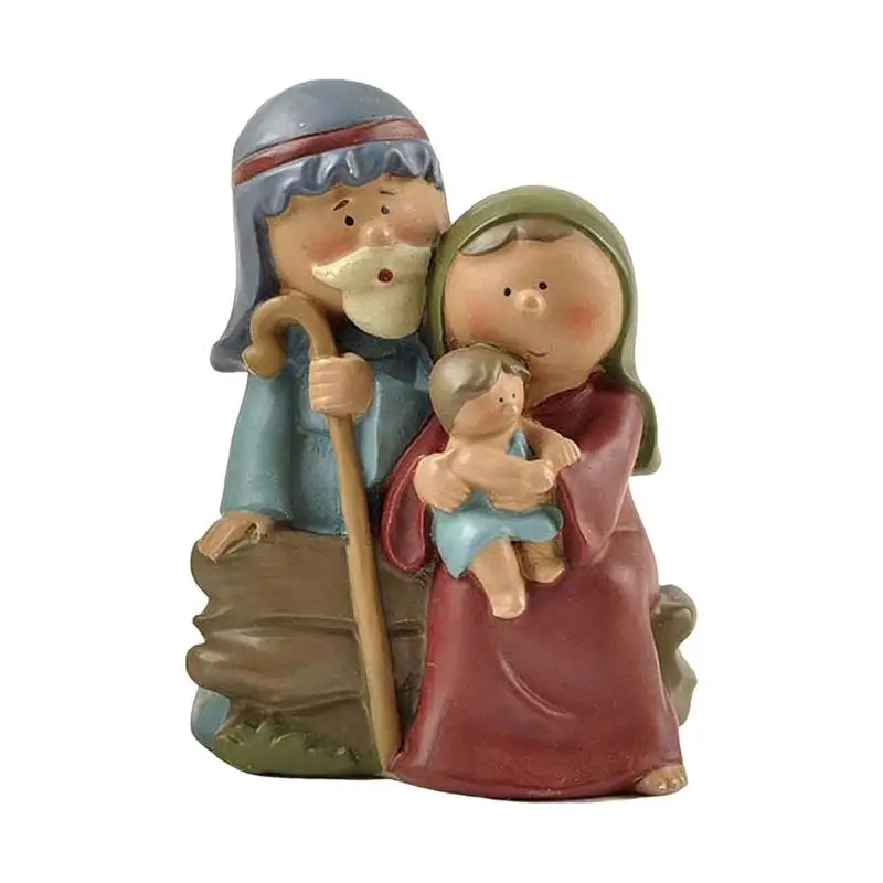 2.5in Resin Nativity Sets For Christmas Indoor Holy Family Nativity Figurine Gaudi Style Resin Christmas Party Home Decorations